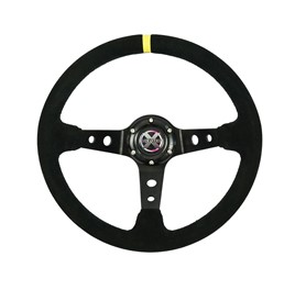 Kierownica Evolution X - zamsz żółty pasek