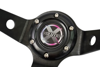 Kierownica Evolution X - zamsz żółty pasek