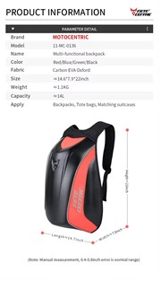 Plecak motocyklowy Motocentric / Czerwony
