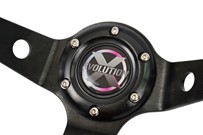 Kierownica Evolution X - zamsz żółty pasek